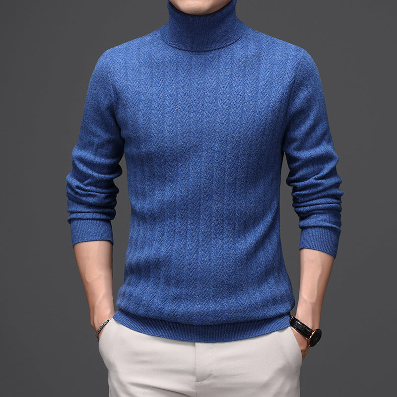 Andy – High Neck Wool Sweater with Bold Stripes