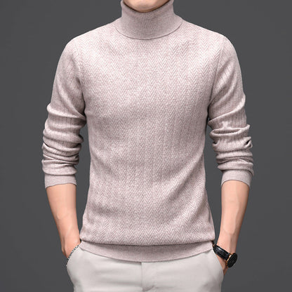Andy – High Neck Wool Sweater with Bold Stripes