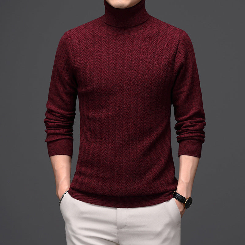 Andy – High Neck Wool Sweater with Bold Stripes