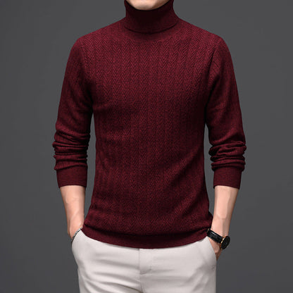Andy – High Neck Wool Sweater with Bold Stripes