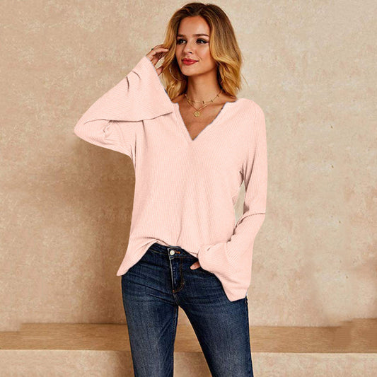 Wendy – Women's T-Shirt with Bell Sleeves and V-Neck