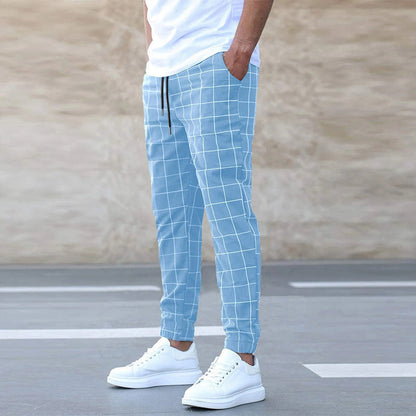 Tommy – Casual Checkered Men's Trousers with Drawstring