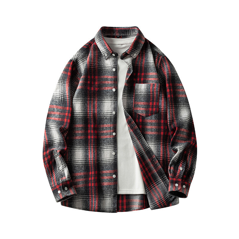 Leonard – Long Sleeve Men's Flannel Shirt with Plaid Pattern