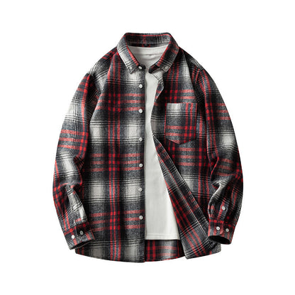 Leonard – Long Sleeve Men's Flannel Shirt with Plaid Pattern