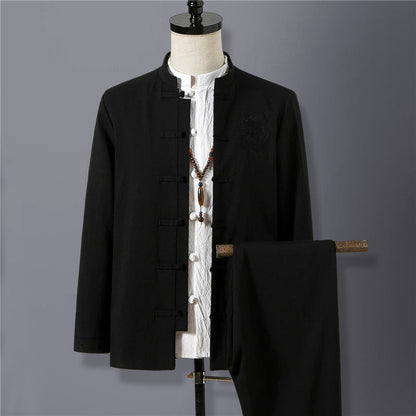 Tom – Retro Ethno Suit with Stand Collar