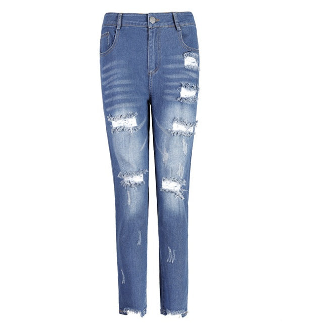 Natasha – Women's Jeans with Cut-Out Hem and Mid-Rise