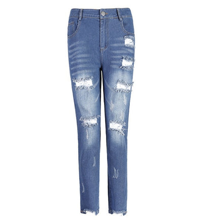 Natasha – Women's Jeans with Cut-Out Hem and Mid-Rise