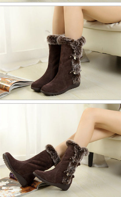 Leah – Mid-Calf Women's Boots with Faux Fur for Winter