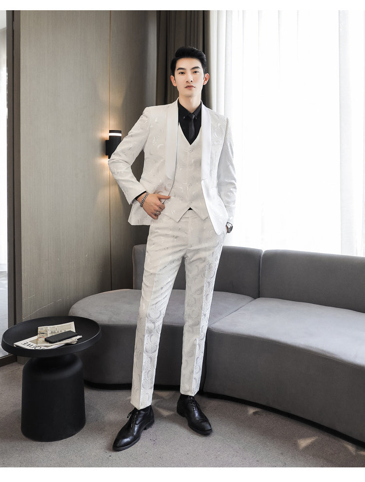 Ben – Embossed Three-Piece Suit for Men