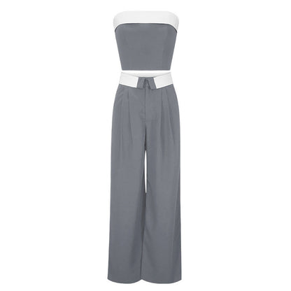 Adele – Contrast Vest with Wide Leg Trousers, Fashionable Two-Piece Set