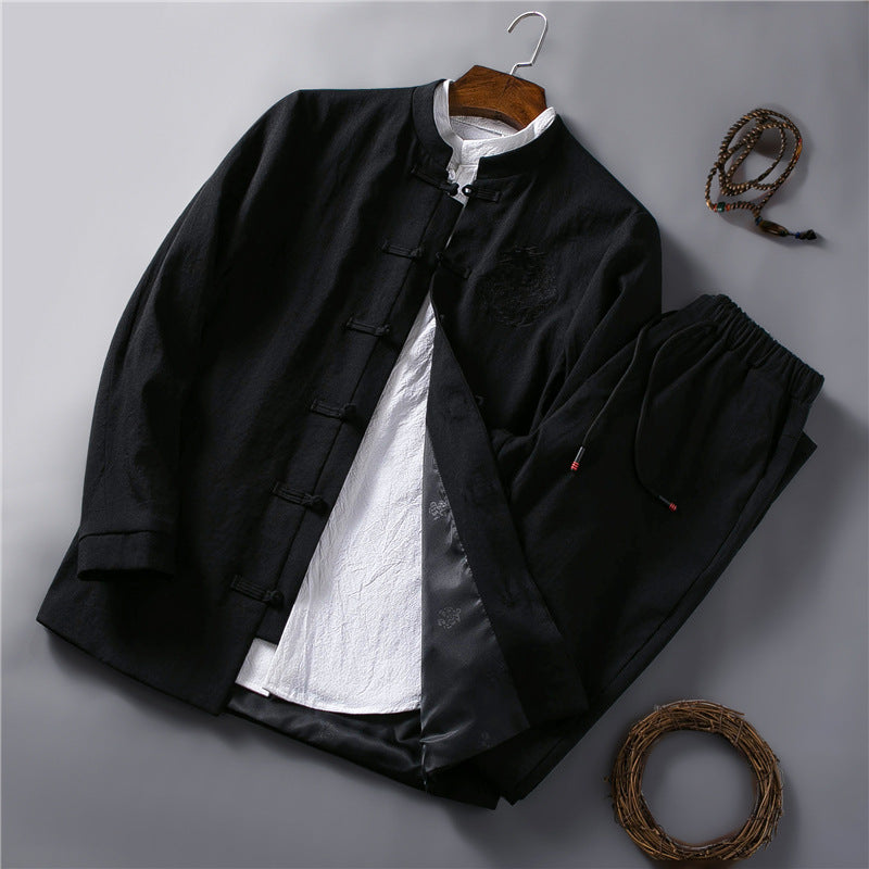 Tom – Retro Ethno Suit with Stand Collar