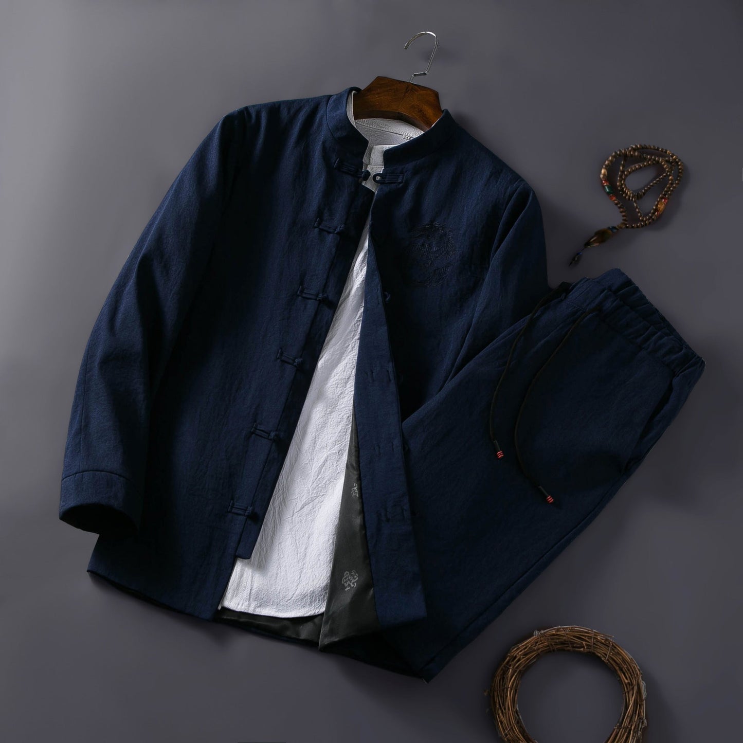 Tom – Retro Ethno Suit with Stand Collar