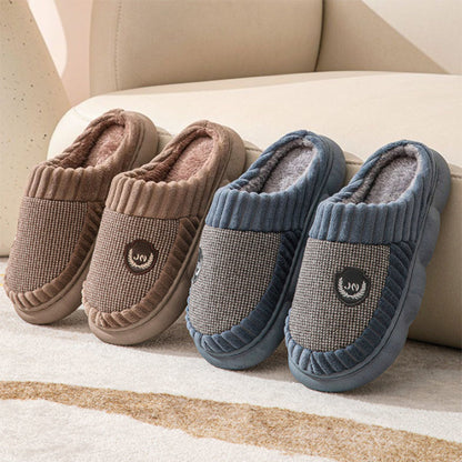 Amy – Plush Slippers with Color Block for Winter