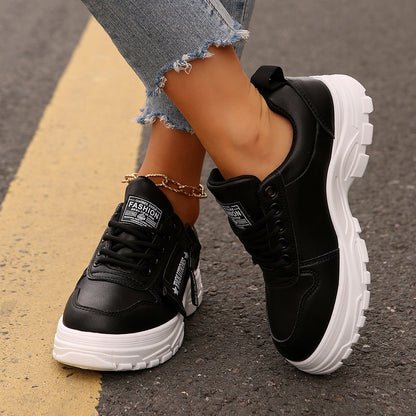 Gillian – Lace-Up Sneakers with Side Zipper and Thick Sole