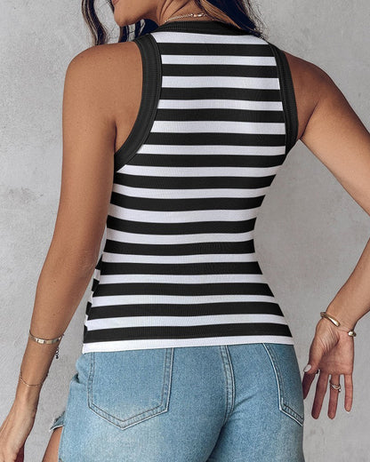 Sarah – Slim Striped Tank Top with Bralette