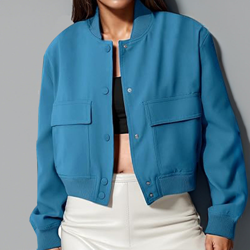 Julie – Fashionable Women's Jacket with Stand Collar and Large Pockets