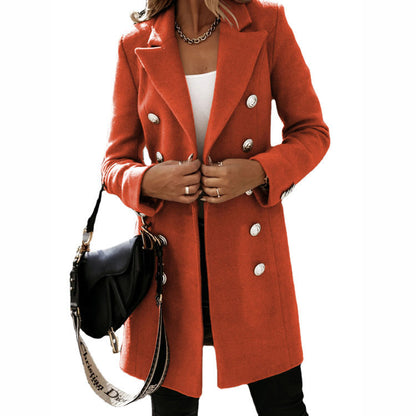 Katy – Women's Wool Coat with Fold-Over Collar