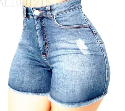 Leah – Slim Washed Denim Shorts for Women