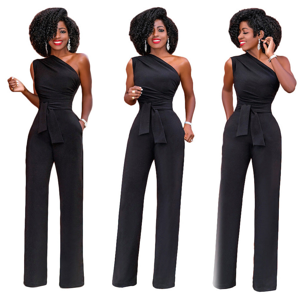Clara – Elegant Women's Jumpsuit with Asymmetrical Collar