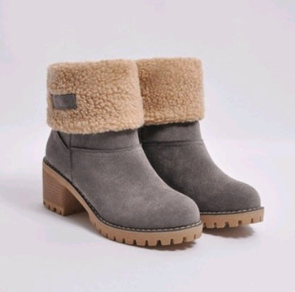 Brenda – Mid-High Thick Heel Boots in Premium Vegan Suede