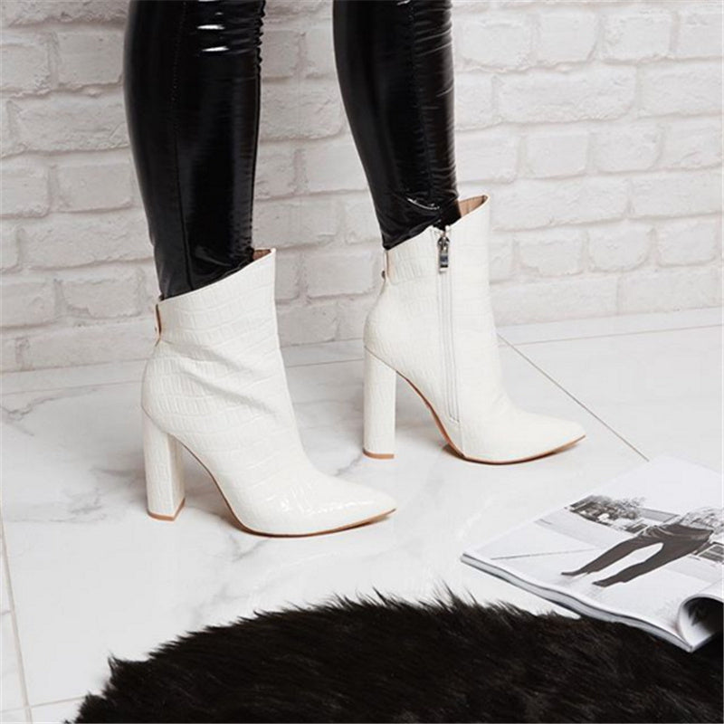 Angela – Tall Women's Vegan Leather Boots in White