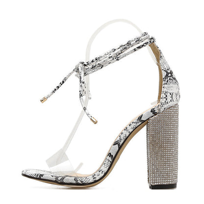 Jacqueline – Roman High Heel Sandals with Rhinestones and Straps