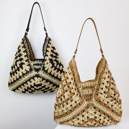 Marion – Handmade Straw Bag with Contrasting Colors