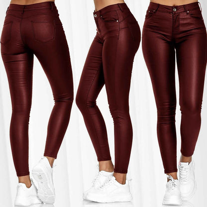 Tanya – Vegan Leather Pants in Solid Design