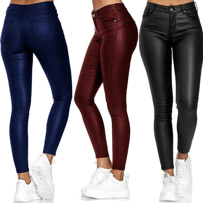 Tanya – Vegan Leather Pants in Solid Design