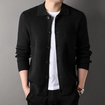 Frank – Twist Jacquard Lapel Cardigan for Men