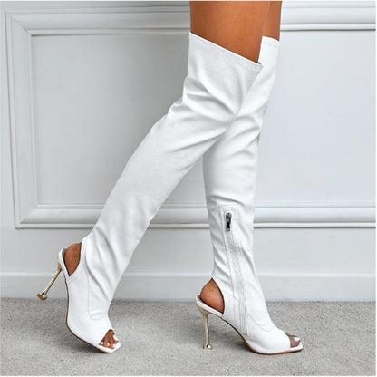 Christine – Fashionable Boots with Square Toe and Side Zipper