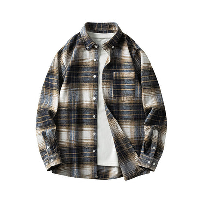 Leonard – Long Sleeve Men's Flannel Shirt with Plaid Pattern