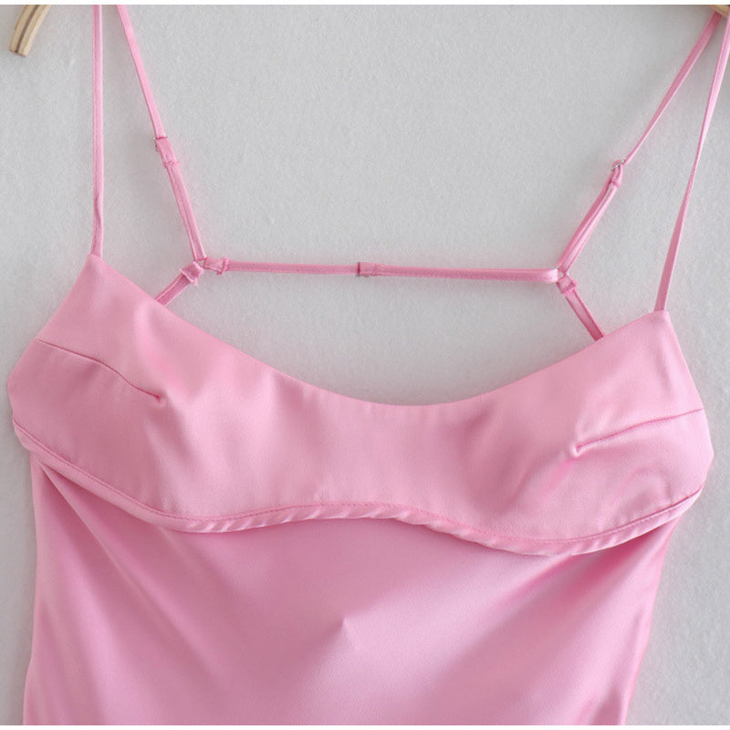 Claire – Elegant Satin Maxi Dress with Slim Straps