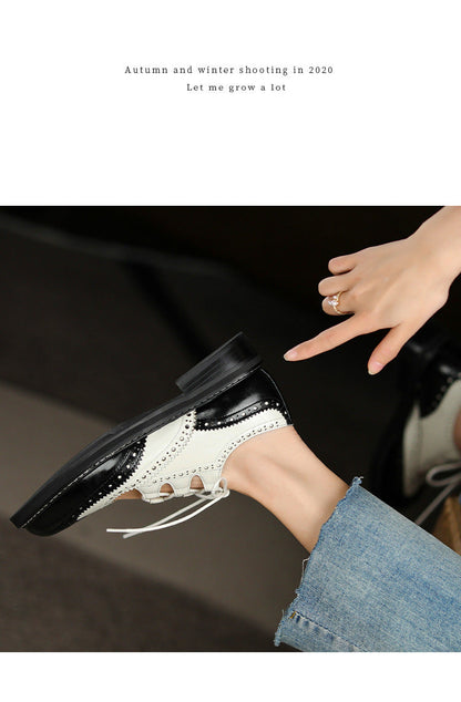 Marie – Stylish Women's Oxford Lace-Up Shoes in Vegan Leather with Color Combination