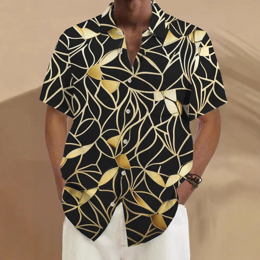 Terrence – Casual Printed Men's Cardigan with Short Sleeves for Summer