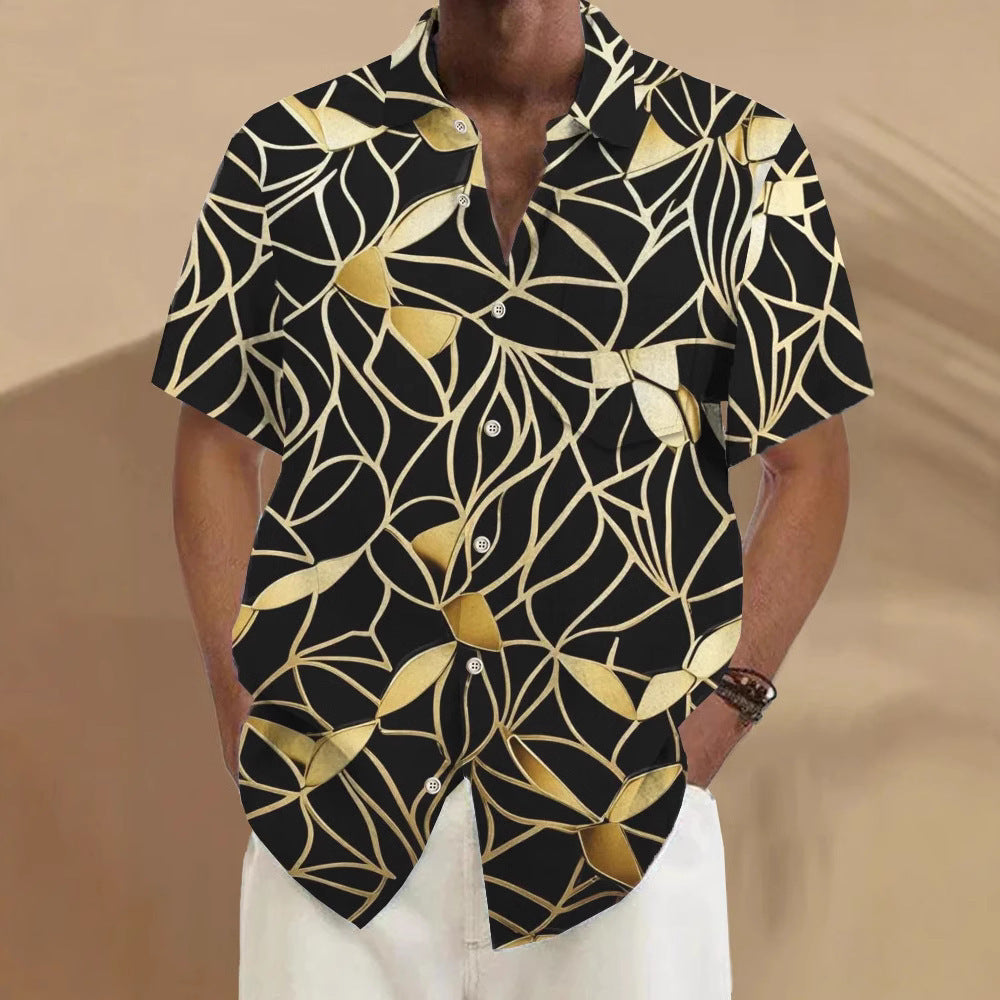 Terrence – Casual Printed Men's Cardigan with Short Sleeves for Summer