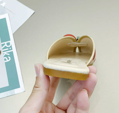 Margaret – Flat Women's Beach Slippers with Cherry Toe Cap