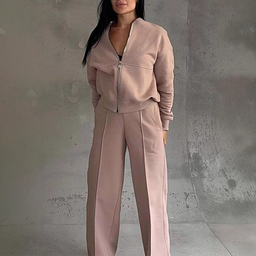 Jean – Tracksuit with Zipper and Wide-Leg Pants