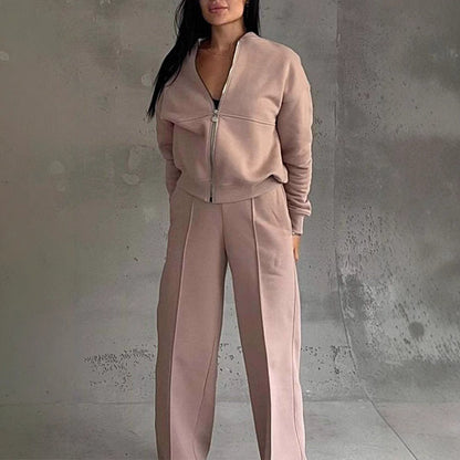 Jean – Tracksuit with Zipper and Wide-Leg Pants