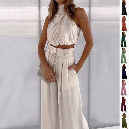 Carly – Fashionable Sleeveless Top and Wide Leg Pants Set