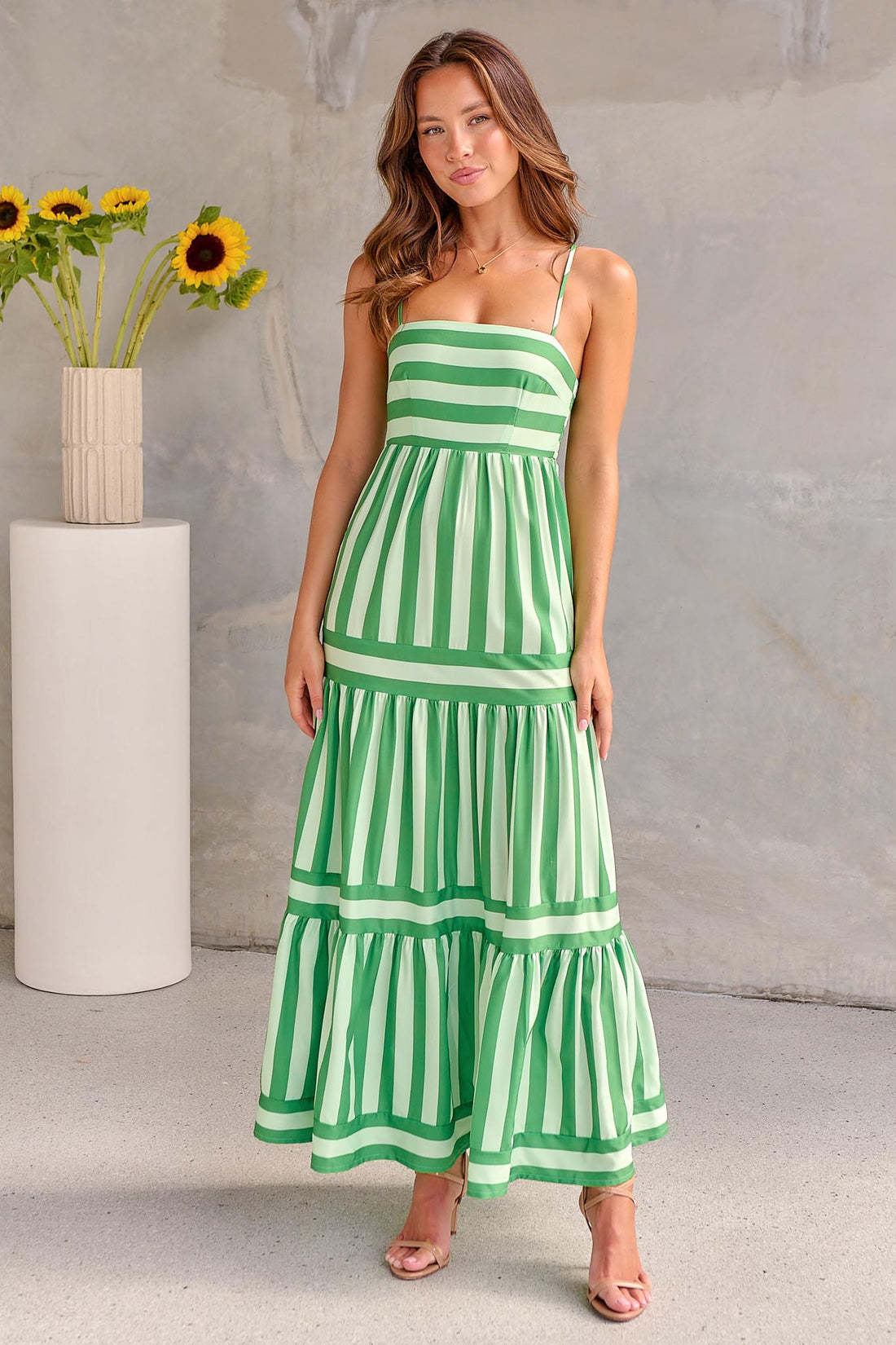 Vanessa – Striped Maxi Dress with Straps and Pockets for Beach Holidays