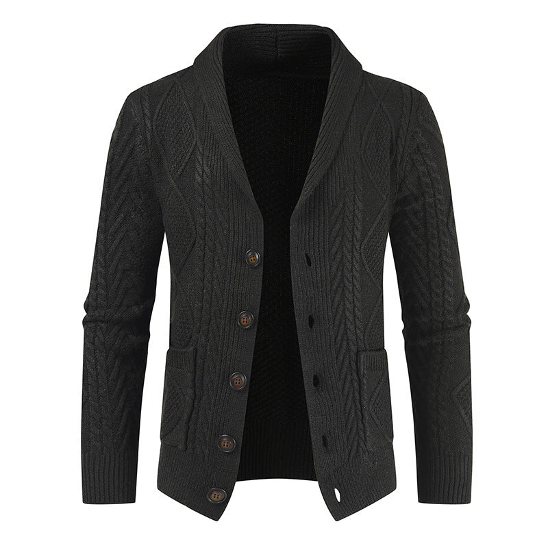 Ron – Relaxed Cardigan with V-Neck in Vegan Leather