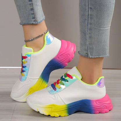 Andrea – Rainbow Women's Sneakers with Thick Sole