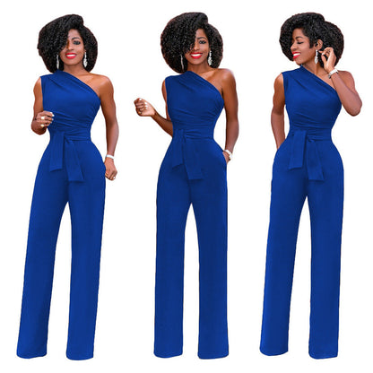 Clara – Elegant Women's Jumpsuit with Asymmetrical Collar