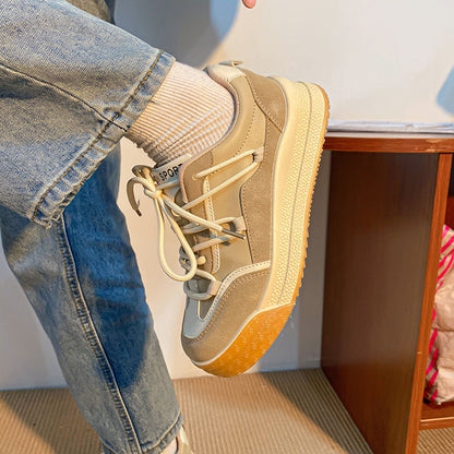 Ruth – Casual Sneakers in Milk Tea Tones with Thick Sole