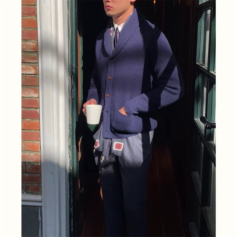 James – Thick Vintage Men's Cardigan in Retro Style