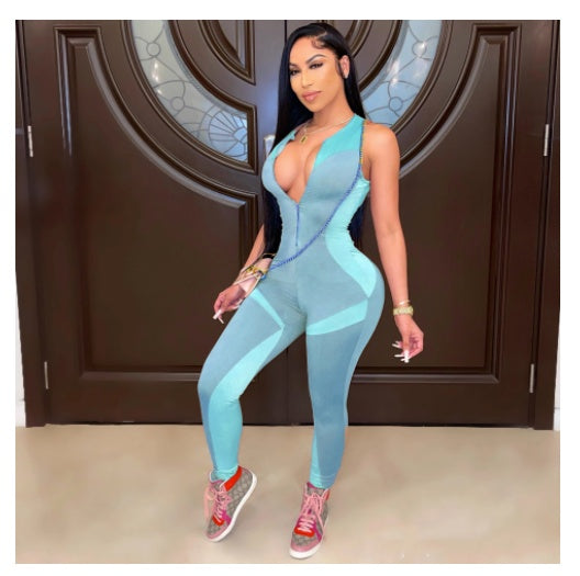 Harriet – Fitted Yoga Jumpsuit with Smocking and Straps