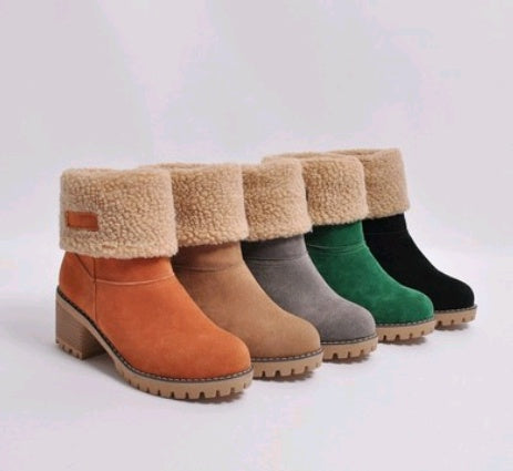Brenda – Mid-High Thick Heel Boots in Premium Vegan Suede