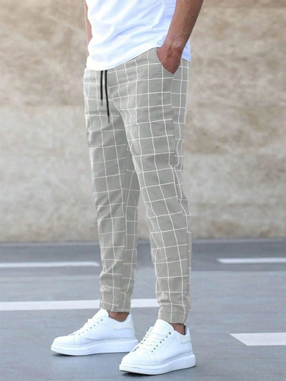 Tommy – Casual Checkered Men's Trousers with Drawstring