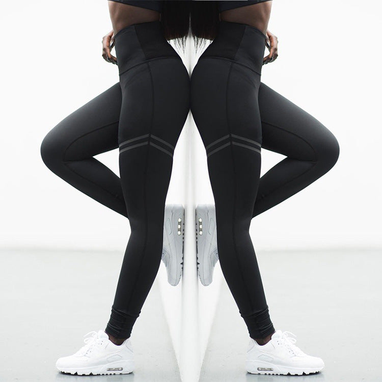 Shirley – High-Waisted Solid Striped Stretch Yoga Pants